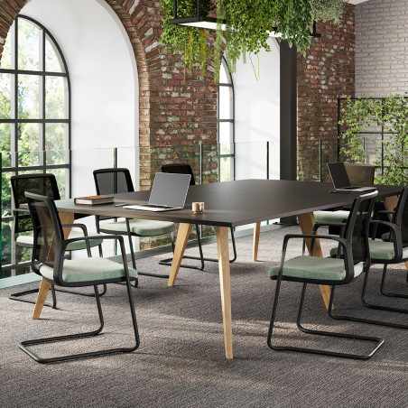 G5 Divine Boardroom Table - 25mm Top, Oak Wooden Legs | Nutrend