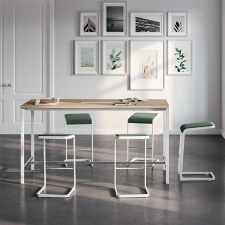 Q1 Crescent Stool - Upholstered Seat with Powder-Coated Base