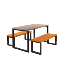 Lotiba Bench Set - Oak/White Tops with Raw Steel Frames